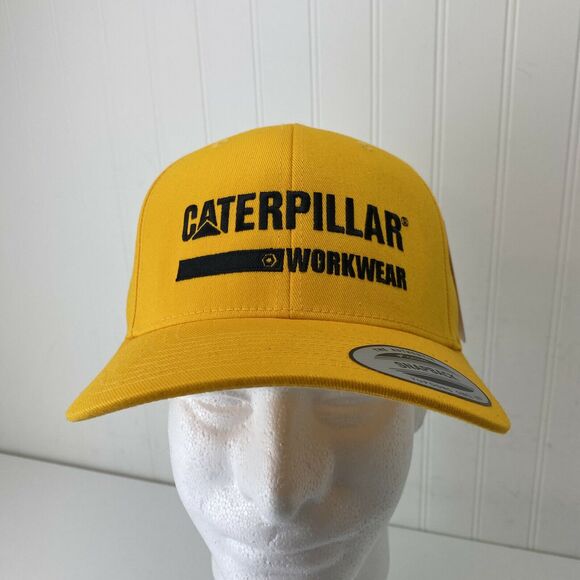 CAT Diesel Yellow 6 Panel Snapback Hat Black Embroidered “CATERPILLAR WORKWEAR” - Picture 1 of 6